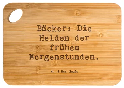 Produktbild von Mr. & Mrs. Panda Schneidebrett Spruch Bäcker Helden - Transparent - Geschenk, Berufsprodukte, Holzbrett, Frühstücksbrett, handgefertigte Geschenke, Respekt, Hackbrett