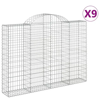 Produktbild von Gabionen mit Hochbogen 9 Stk. 200x30x140/160cm Verzinktes Eisen