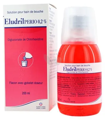 Produktbild von Mundspülung, Pierre Fabre, Eludril, bei Parodontalerkrankungen, gegen bakterielle Plaque, 200ml