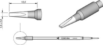 Produktbild von JBC Lötspitze Serie C245 Meißelform, C245844/1,8 x 0,8 mm, gerade, 20 mm länger C245844