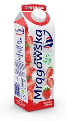 Zdjęcie produktu dla Maślanka Mrągowska truskawkowa 1L