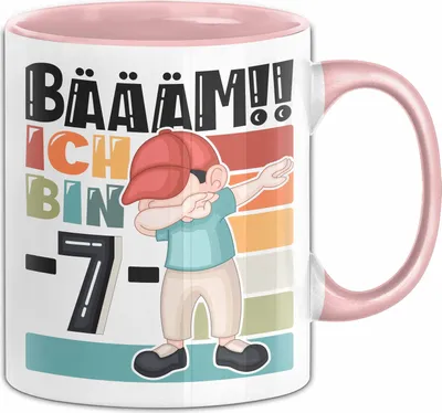 Produktbild von 7. Geburtstag Geschenk Tasse Becher Jungen Geburtstagsgeschenk Sohn Bäääm Ich Bin 7 (Rosa)