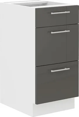 Image de Armoire de cuisine avec tiroirs LAJLA – largeur 40 cm, gris / blanc