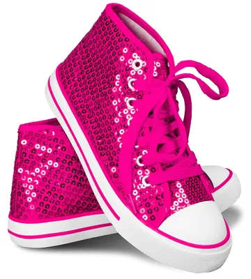 Produktbild von Pailletten Sneaker High Top in 17 Farben für Party, Festival & Kostüm | Pink, 43