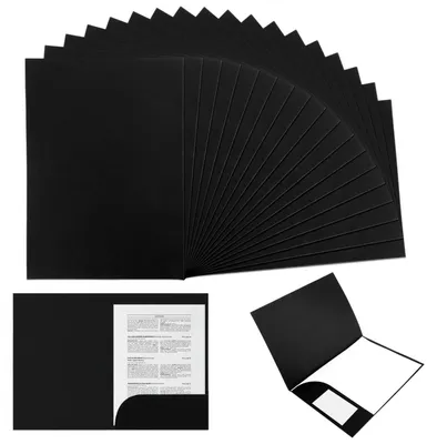 Produktbild von 20 A4-Dokumentenmappen aus Kraftpapier mit Kartenfächern, Sammelmappen, Ringbücher mit Fächern, für Büro und Schule (schwarz)