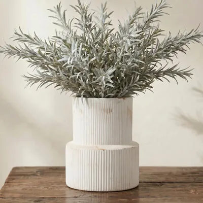 Productafbeelding van Solidchoice - Ribbelvormig Wit Keramisch Vaasje voor Thuisdecoratie