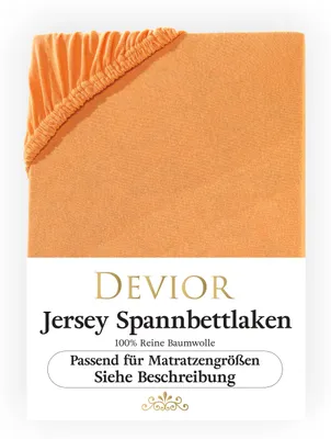 Produktbild von Devior Jersey Spannbettlaken 140x200 - 160x200 cm orange Bettlaken 100% Baumwolle bis 22cm Matratzenhöhe Gummizug