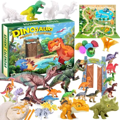 Zdjęcie produktu dla 2026 Kalendarz Adwentowy Dinozaury 24 Dni Kalendarz Świąteczny Magiczny Kalendarz Adwentowy Z Dinozaurami