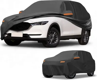 Produktbild von Autoabdeckung Wasserdicht Alle Wetter Automobil Au?en Anti-UV Sonne Regen Schutz Vollst?ndige Au?enabdeckung fš¹r Mazda CX-5 190T-PU Schwarz mit Reflektierenden Streifen