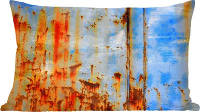 Produktbild von MuchoWow® Zierkissen Sofakissen Wohnzimmer Dekokissen 50x30 cm Stahl - Rost - Vintage - Wohnzimmerdekoration - Polster mit Photo