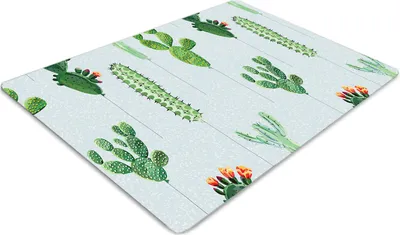 Obrázok produktu pre Podlahová ochranná podložka - Ochranná podložka pod stoličku - Podlahová podložka - 100x70 cm - Kaktusy