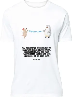 Produktbild von Mr. & Mrs. Panda Größe XL T-Shirt Maus Pinguin Geburtstag - Weiß - Geschenk, Shirt, Happy Birthday, mit Spruch, Tshirt, Geburtstage