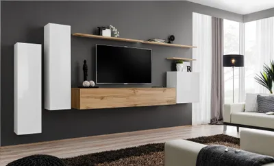 Immagine prodotto di Parete attrezzata di design Set di mensole da parete 7 pezzi mobili da salotto moderni e