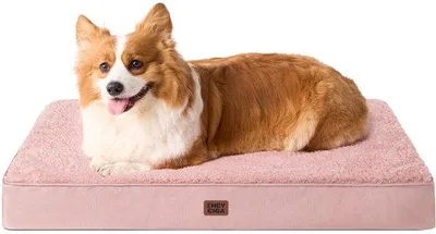 Productafbeelding van Hondenbed voor middelgrote honden, 89x58x9 cm, wasbaar, zacht hondenmandje, hondenmatras voor in de bench, donkerroze.