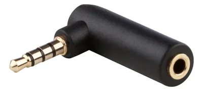 Produktbild von adaptare 10122 Winkel-Adapter 3,5mm Klinkenstecker (4-polig) auf Klinkenkupplung (4-polig), vergoldet, schwarz