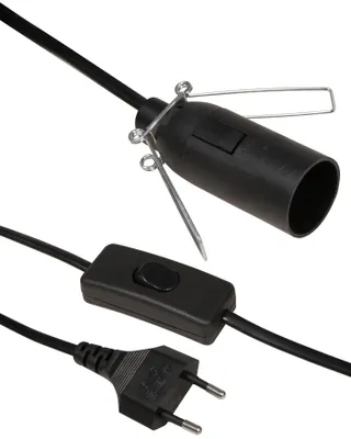 Produktbild von Euro-Netzkabel McPower mit Schnurschalter und E14 Fassung, 3,5m, schwarz