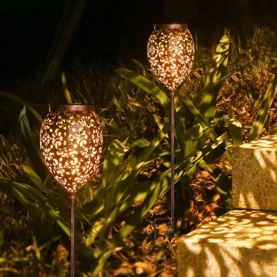 Solarleuchten, Metall, IP65, warmweiß, 2 Stück, für Garten
