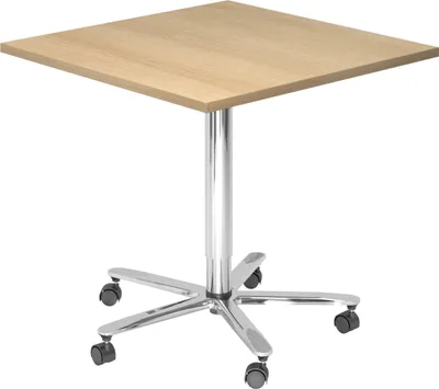 Produktbild von bümö Säulenhubtisch eckig ST - tischfuss: chrom, Nachbildung: Eiche