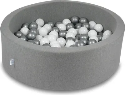 Obrázek produktu pro Kuličkový bazén 90x30cm šedý - S 200 koulemi / bílá, stříbrná