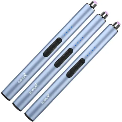 Produktbild von Stabfeuerzeug USB wiederaufladbar Plasma winddicht flammenlos 3 Stück Blau