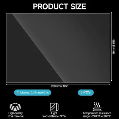 Productafbeelding van 3 stuks PFA-folie, 206 x 146 mm, 0,15 mm dikte PFA-folie