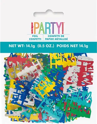 Produktbild von Buntes Metall-Konfetti mit Happy Birthday Schriftzug als Streudeko 14g