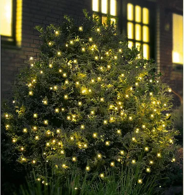 Produktbild von F-H-S Lichternetz 160LED mit Timer warmweiß IP44 Außenadapter 2x2m grün