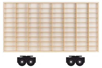 Produktbild von ArtTwist Trailer für Modellauto Vitrine | Hot Wheels Aufbewahrung zu 80 Fächen | Sammlervitrine Hängend 78,5cm x 40cm x 4cm | Setzkasten Holz für Wanddeko und Organisation (018C)