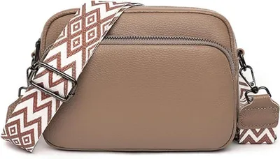 Produktbild von Damen Handytasche aus echtem Leder mit breitem Schultergurt & 3 Fächern