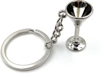 Produktbild von Onwomania Sektglas Martini Glas Schlüsselanhänger Metall Glücksbringer in Alu Geschenkbox, ideal zum Verschenken