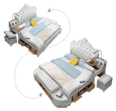 Immagine prodotto di Letto Chesterfield classico, stile moderno, color beige, struttura in legno