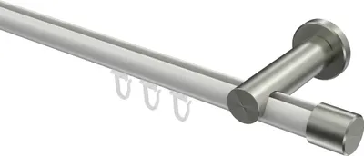 Produktbild von Interdeco Innenlaufstange / Gardinenstange mit Innenlauf Weiß / Edelstahl-Optik, Typ Platon Santo (Kappe), 20 mm Ø 1-läufig, 520 cm