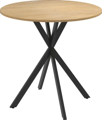 Produktbild von Runder Küchentisch, 80 cm, kompakte Tischplatte, Spanplatte, Metall, Weiße Eiche+Schwarz