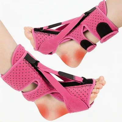 Produktbild von Plantarfasziitis Nachtschiene – verbesserte 3-verstellbare Riemen – Entlastungsschiene mit Memory-Schaum-Pad, komfortable Nachtschiene gegen Fersenschmerzen