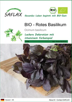 Produktbild von SAFLAX - BIO - Rotes Basilikum - 400 Samen - Ocimum basilicum