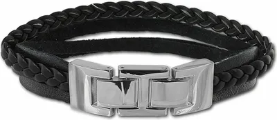Produktbild von SilberDream Armband Leder Armschmuck schwarz Zierkordeln Herren Männer LAP003S