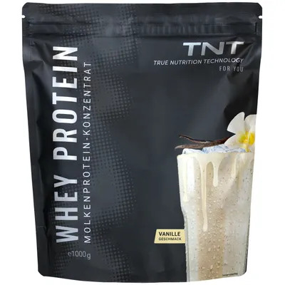 Produktbild von TNT Whey Protein Pulver (1000g) - Vanille - Molkenprotein-Konzentrat mit Laktase - Leckerer Eiweißshake