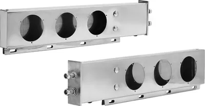 Produktbild von SucceBuy Schmutzfängeraufhänger aus Edelstahl mit Lichtausschnitten, 63,5 mm Bolzenabstand, 1 Paar gefederte Halterungen für Sattelschlepper, Silber