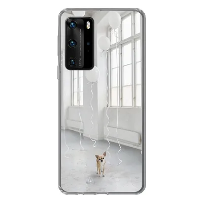 Produktbild von MuchoWow® Handyhülle Schutzhülle Hülle für Huawei P40 Pro Hund - Weiß - Luftballon Silikon Softcase Handy Hülle - Schutz