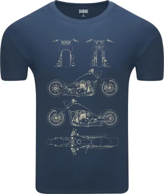Produktbild von Diarbo Herren T-Shirt mit Blaupausen Druck Chopper-Motorrad Denim Gr.L