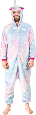 Produktbild von Halloween Kostüm Damen & Herren - One Piece Schlafanzug Einhorn - Jumpsuit - Karneval & Pyjama Kostüme für Erwachsene, Gröse M