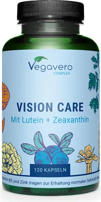 Produktbild von Vegavero Vision Care Complex | 120 Kapseln | mit Lutein, Zeaxanthin & Beta-Carotin | vegan