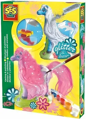 Obrázok produktu pre SES Creative Children's Glitter Hair Horses Casting and Painting Set, Detská súprava na odlievanie / maľovanie, 5 rok / roky, Viacfarebný