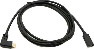 Produktbild von SYSTEM-S USB 3.1 Gen 2 Kabel 1,8 m Typ C Stecker zu Buchse Winkel in Schwarz