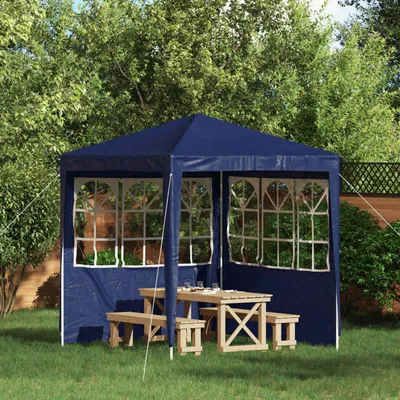 Produktbild von Möbel Party Zelt Seitenteil 2 pcs 200 x 195 cm Blau PE und StahlPavillons & Partyzelte - Pavillons & Partyzelte c7316