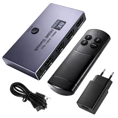 Productafbeelding van HDMI 2.1 Switch 8K @60Hz 3x1 HDMI schakelaar met afstandsbediening