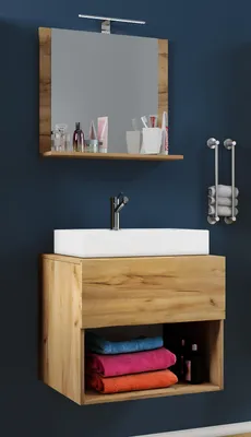 Produktbild von VCM 3-tlg. Waschplatz | Breite 80 cm | Waschtisch Badmöbel Set Waschbecken Lendas ll Spiegel