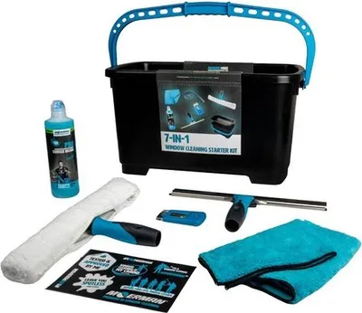 Image de Kit de nettoyage des vitres Moerman : kit de démarrage professionnel 7 en 1 pour nettoyer les vitres sans laisser de traces