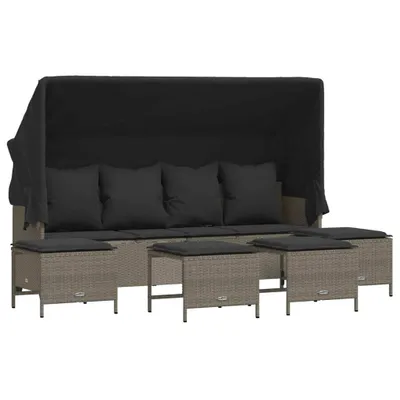 Produktbild von vidaXL 5-tlg. Garten-Sofagarnitur mit Kissen Hellgrau Poly Rattan