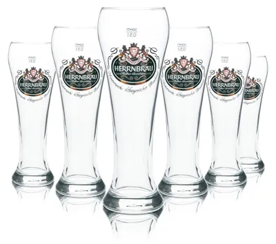 Produktbild von 6x Herrnbräu Weißbierglas 0,5l Hefe Weizen Gläser Brauerei Gastro Bar Kneipe
